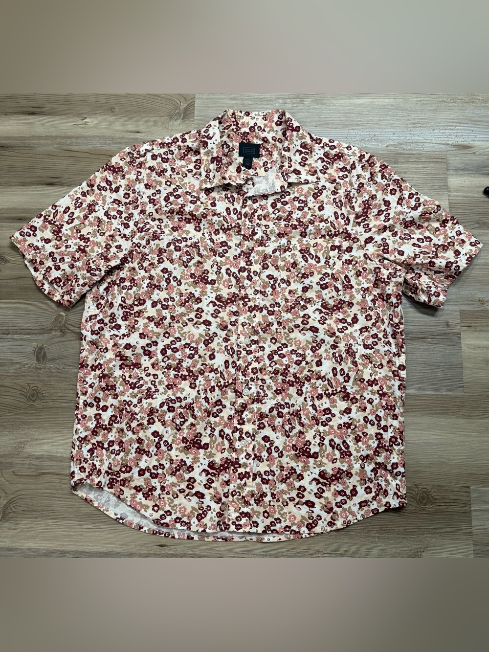 14th & Union Floral Button-Down Shirt - White, Pink & Burgundy